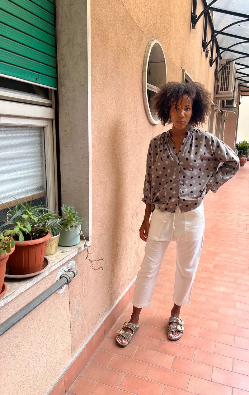 1 left- Wabi sabi Grey dot Pocket shirt