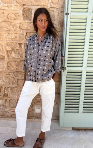 1 left- Wabi sabi Grey dot Pocket shirt