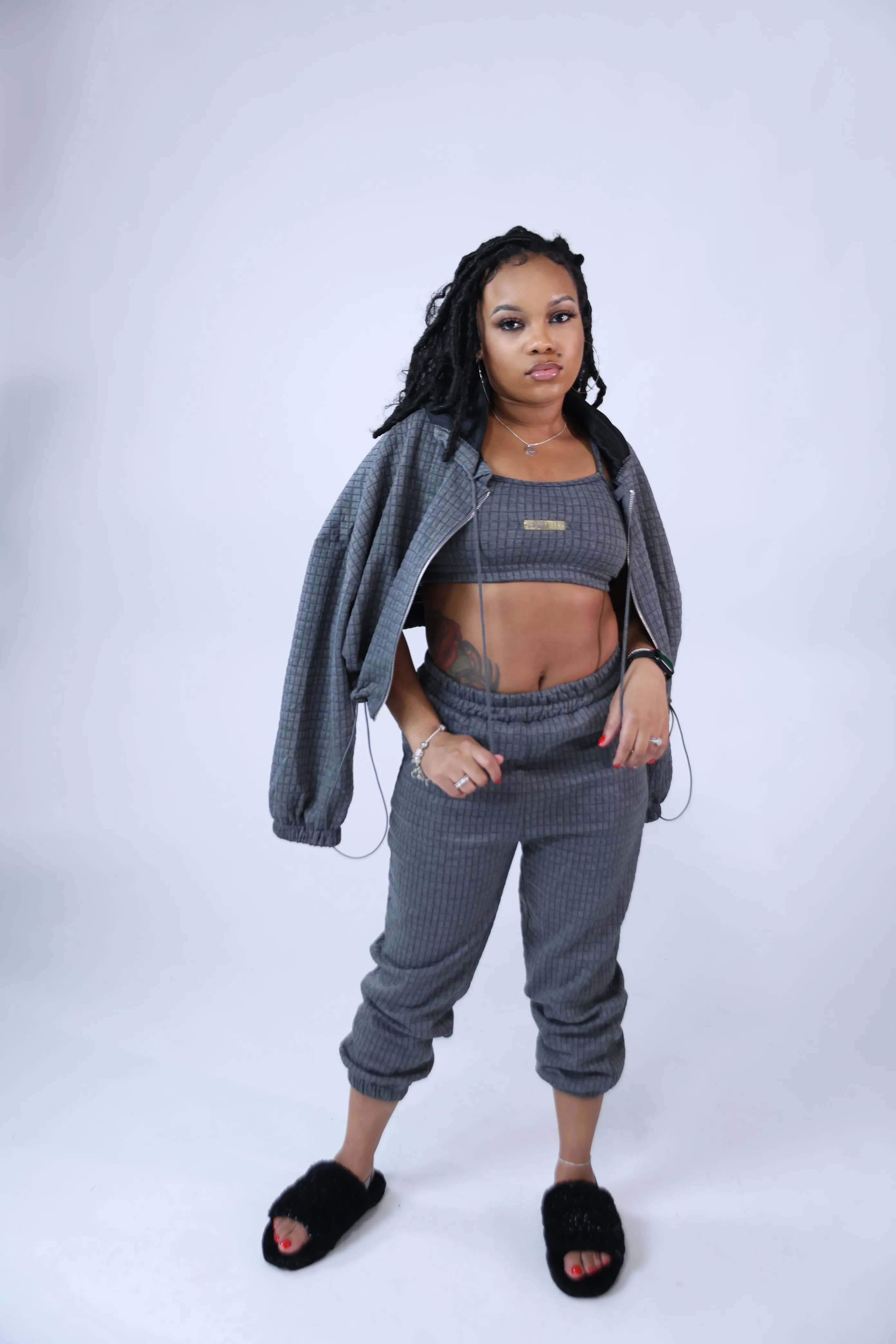 3 PC Bra, Hoodie And Pants Set
