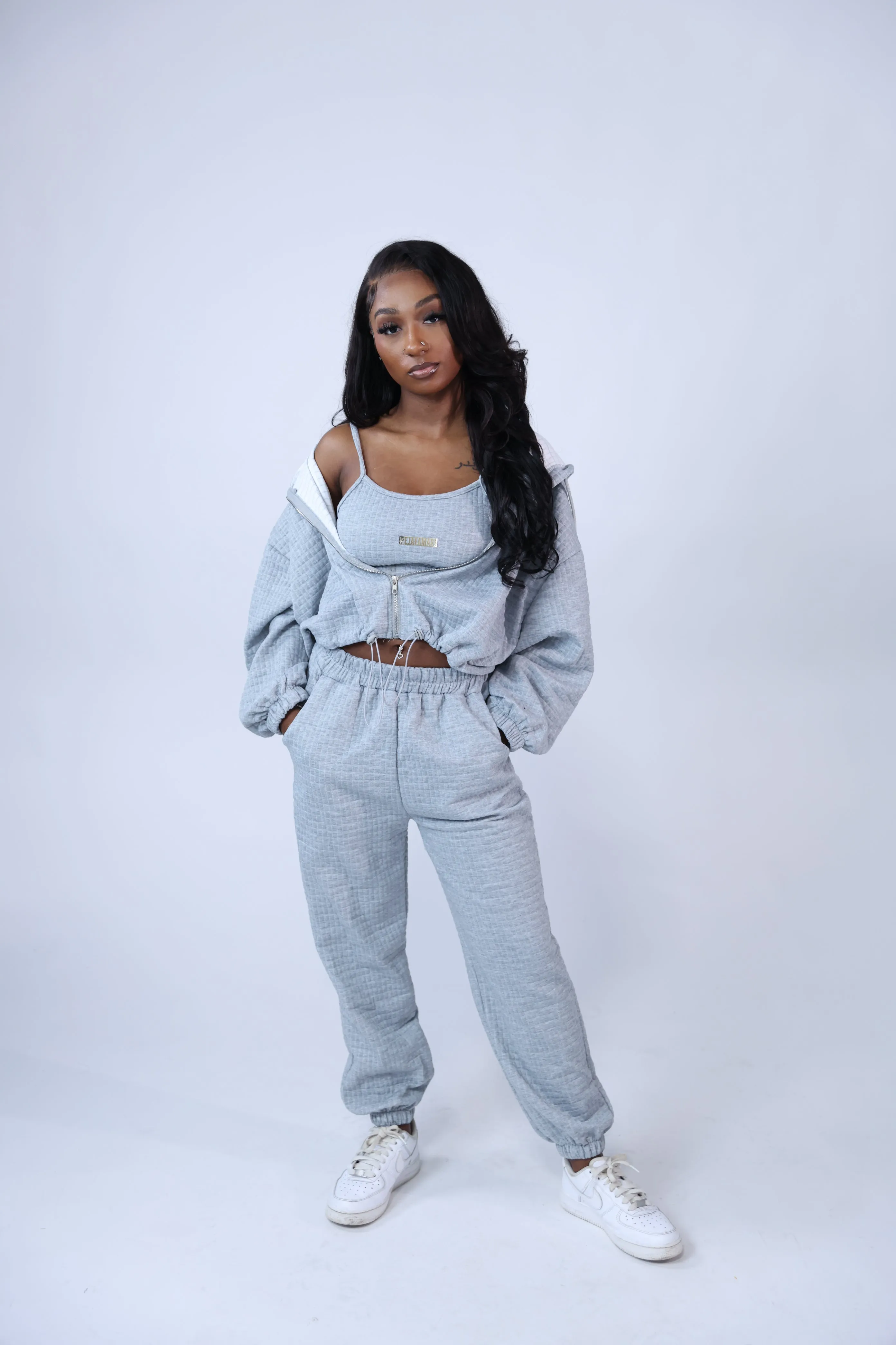 3 PC Bra, Hoodie And Pants Set
