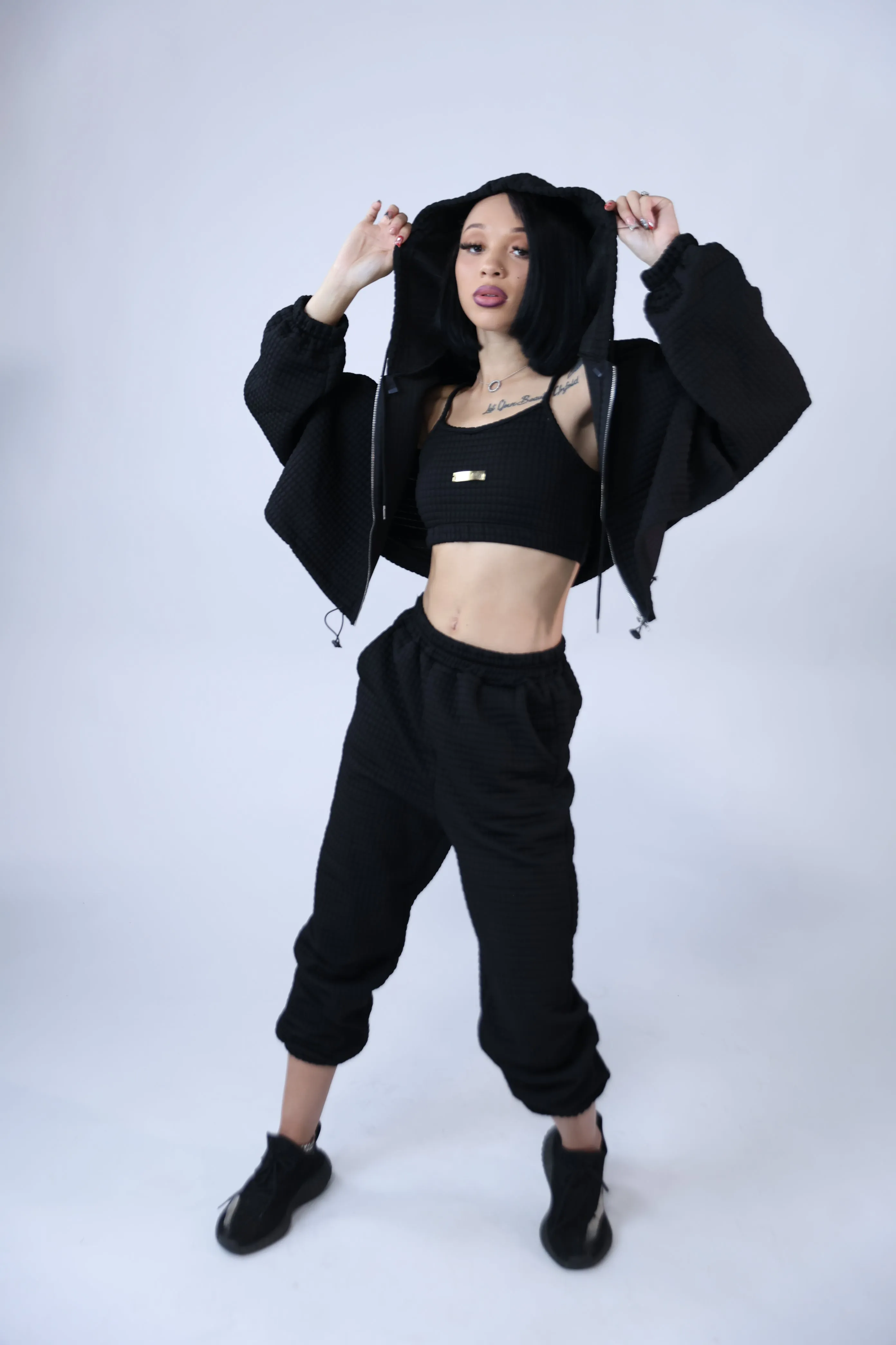 3 PC Bra, Hoodie And Pants Set