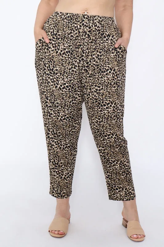 7853 Khaki leopard prints pants