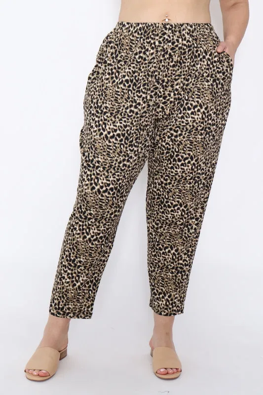 7853 Khaki leopard prints pants