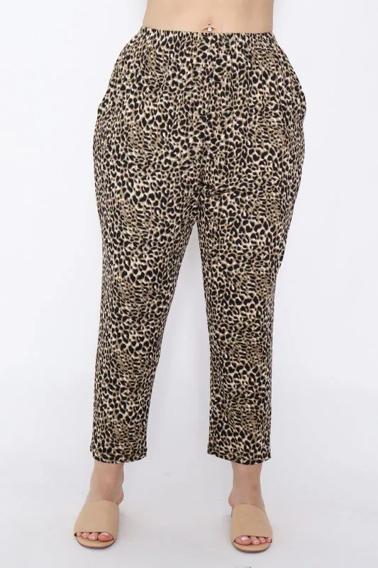 7853 Khaki leopard prints pants