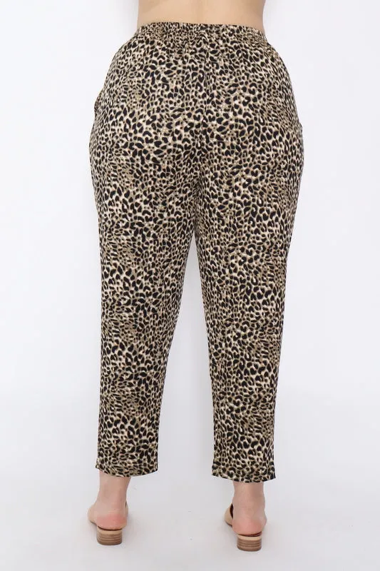 7853 Khaki leopard prints pants