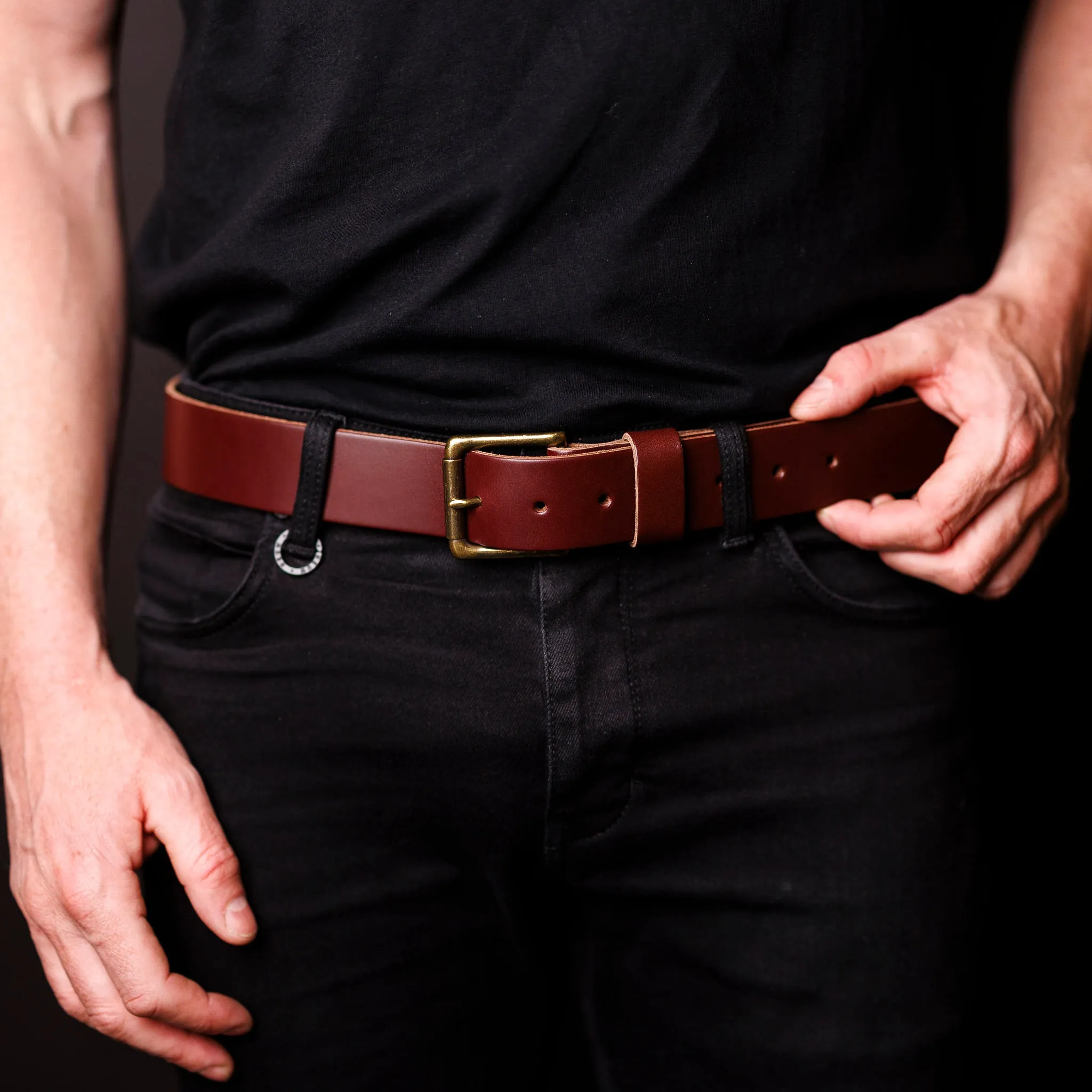 Adventure Leather Belt - Cognac Brass
