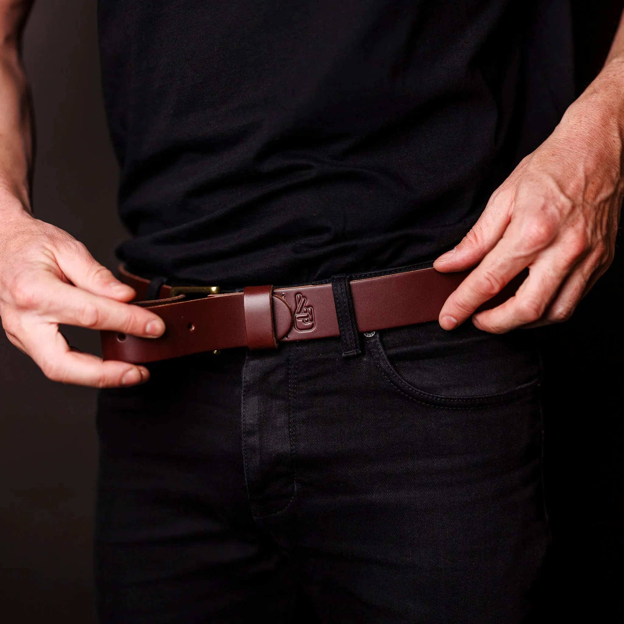 Adventure Leather Belt - Cognac Brass
