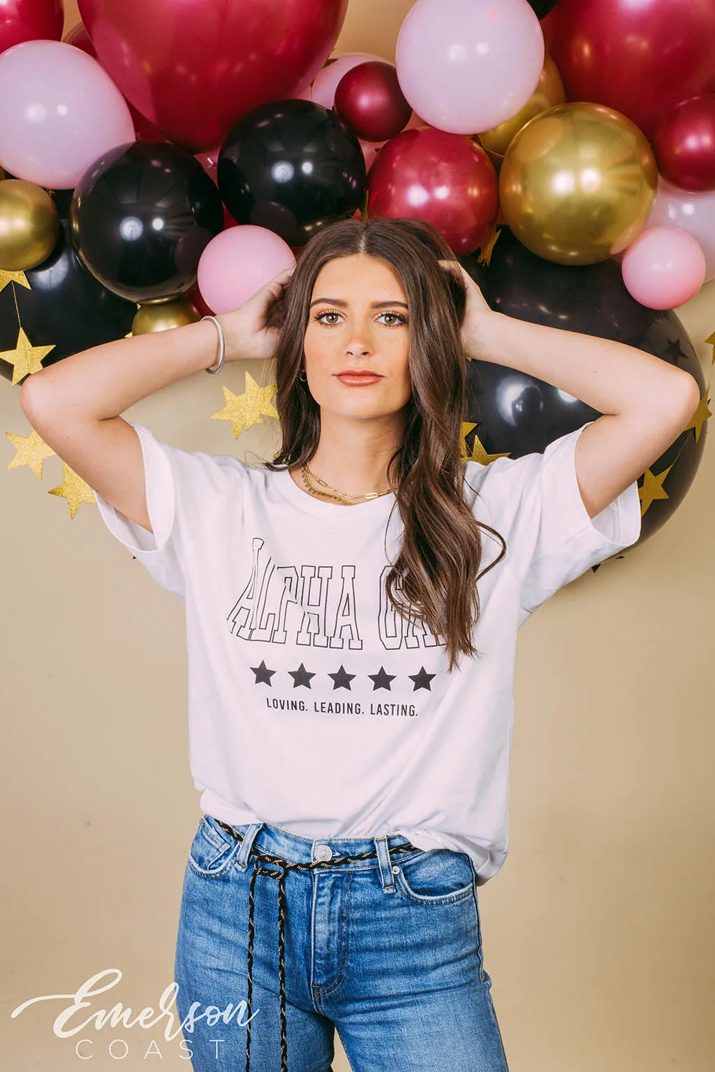 Alpha Gamma Delta Loving Leading Lasting Tee