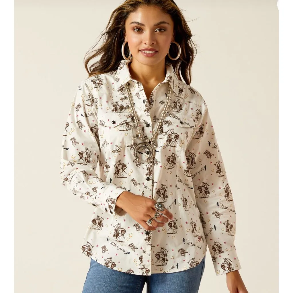 ARIAT LADIES THRILLS N SPILLS LONG SLEEVE SNAP SHIRT