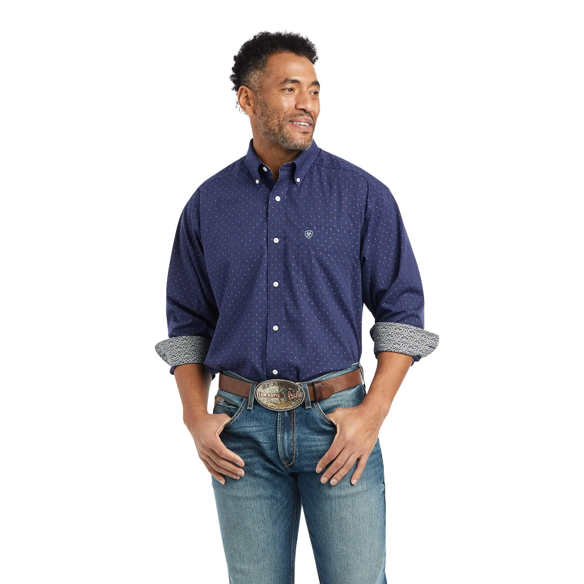 ARIAT WRINKLE FREE IZIK CLASSIC FIT SHIRT - MIDNIGHT SAIL