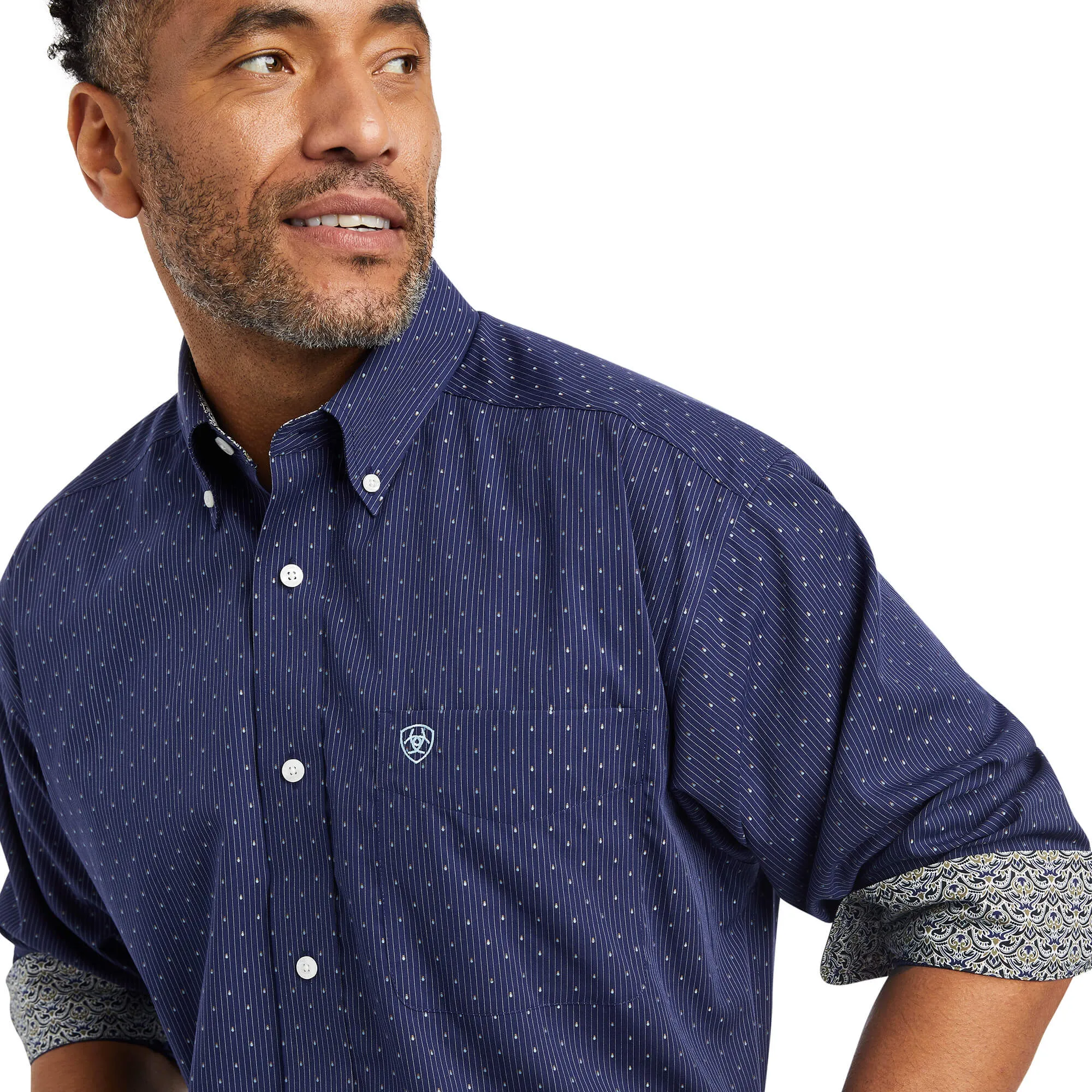 ARIAT WRINKLE FREE IZIK CLASSIC FIT SHIRT - MIDNIGHT SAIL