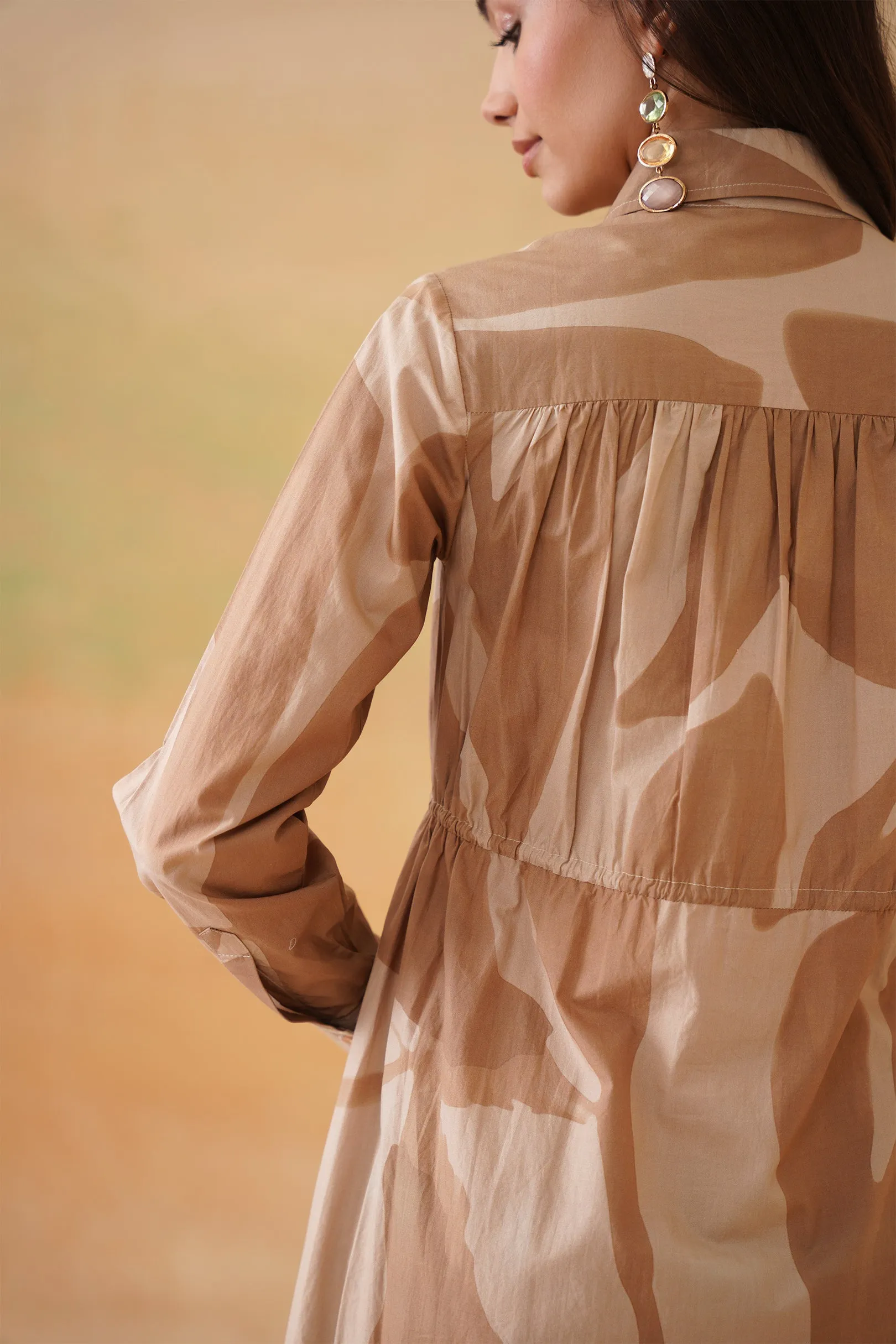 Aurora Bloom brown Midi shirt dress