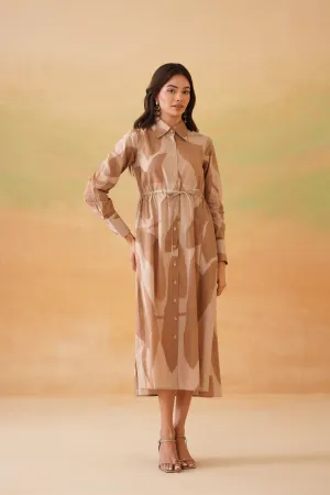 Aurora Bloom brown Midi shirt dress