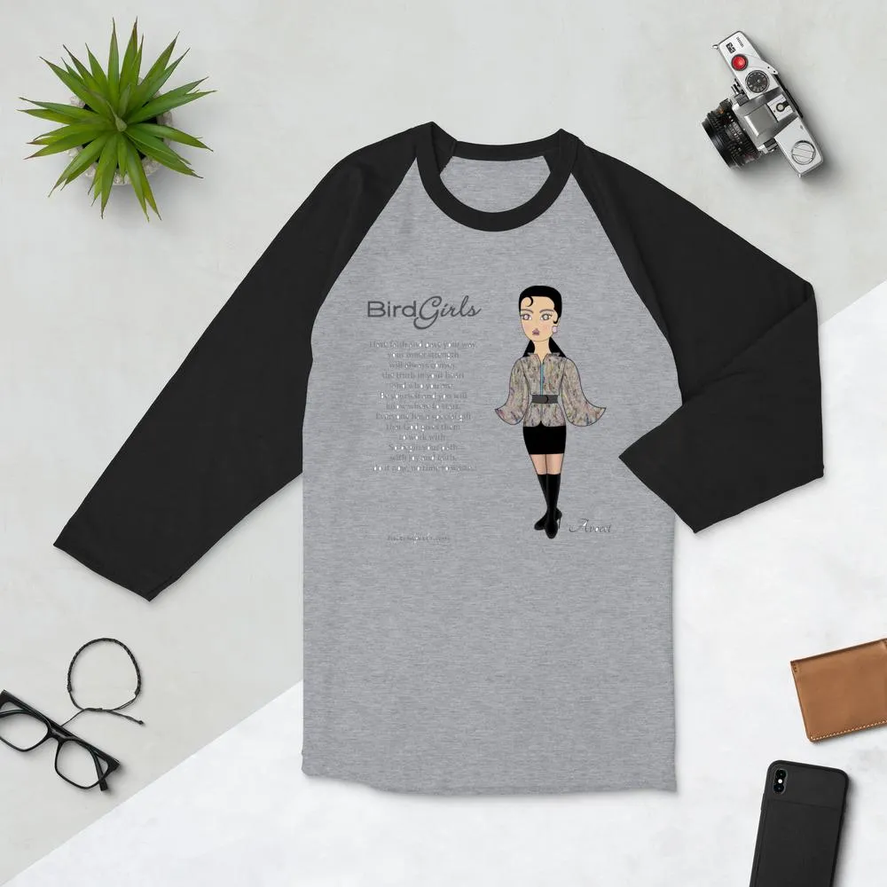 Avocet Poem 3/4 sleeve raglan shirt