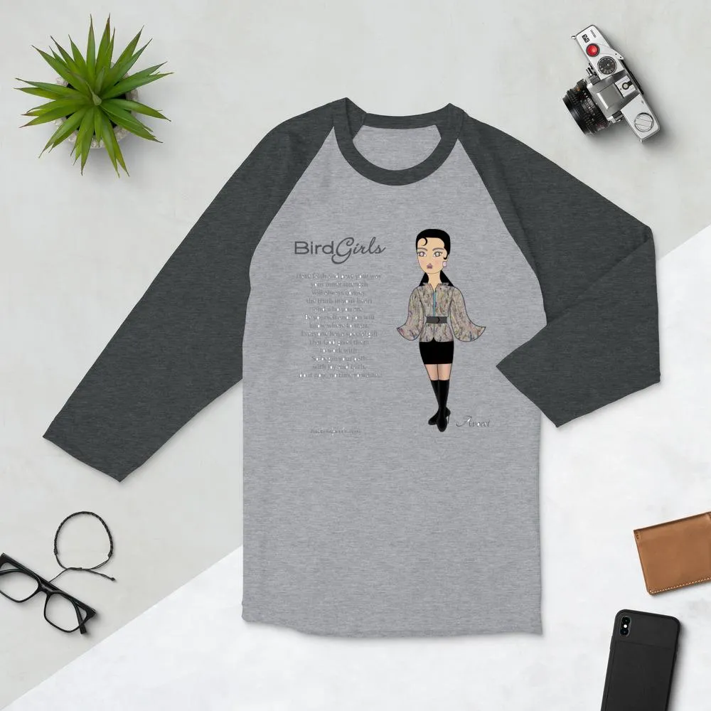 Avocet Poem 3/4 sleeve raglan shirt