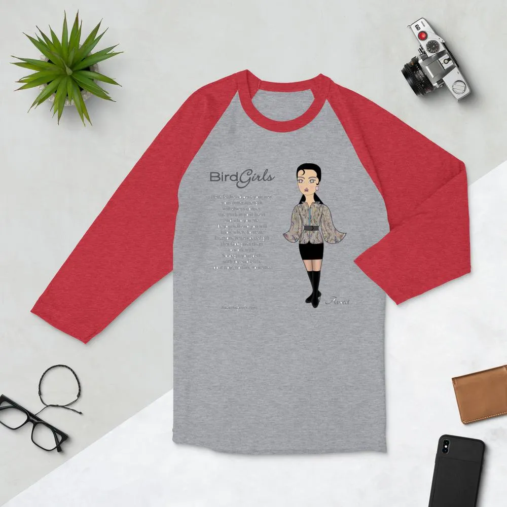 Avocet Poem 3/4 sleeve raglan shirt