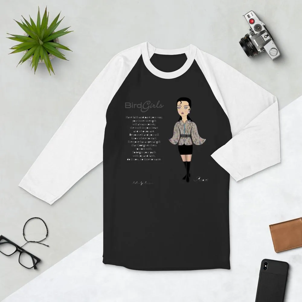 Avocet Poem 3/4 sleeve raglan shirt