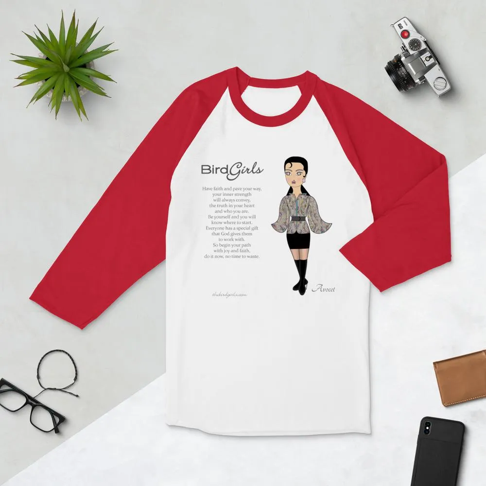 Avocet Poem 3/4 sleeve raglan shirt