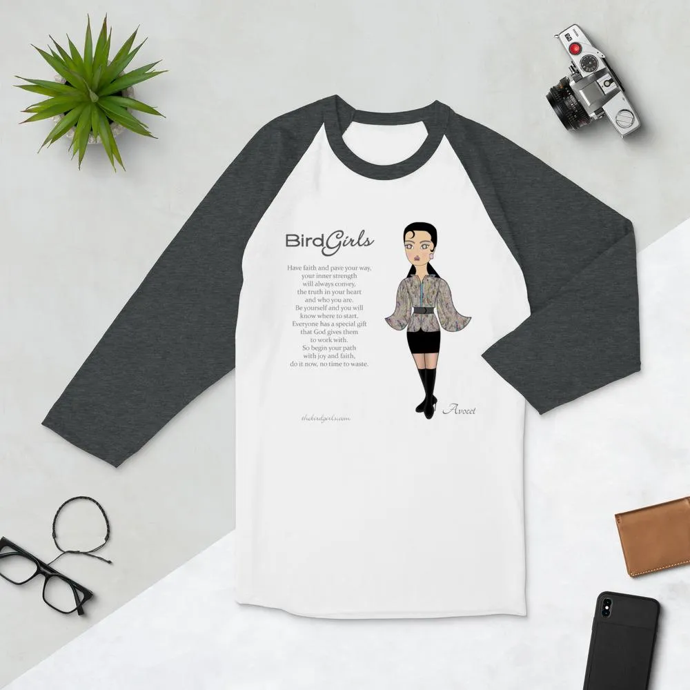 Avocet Poem 3/4 sleeve raglan shirt