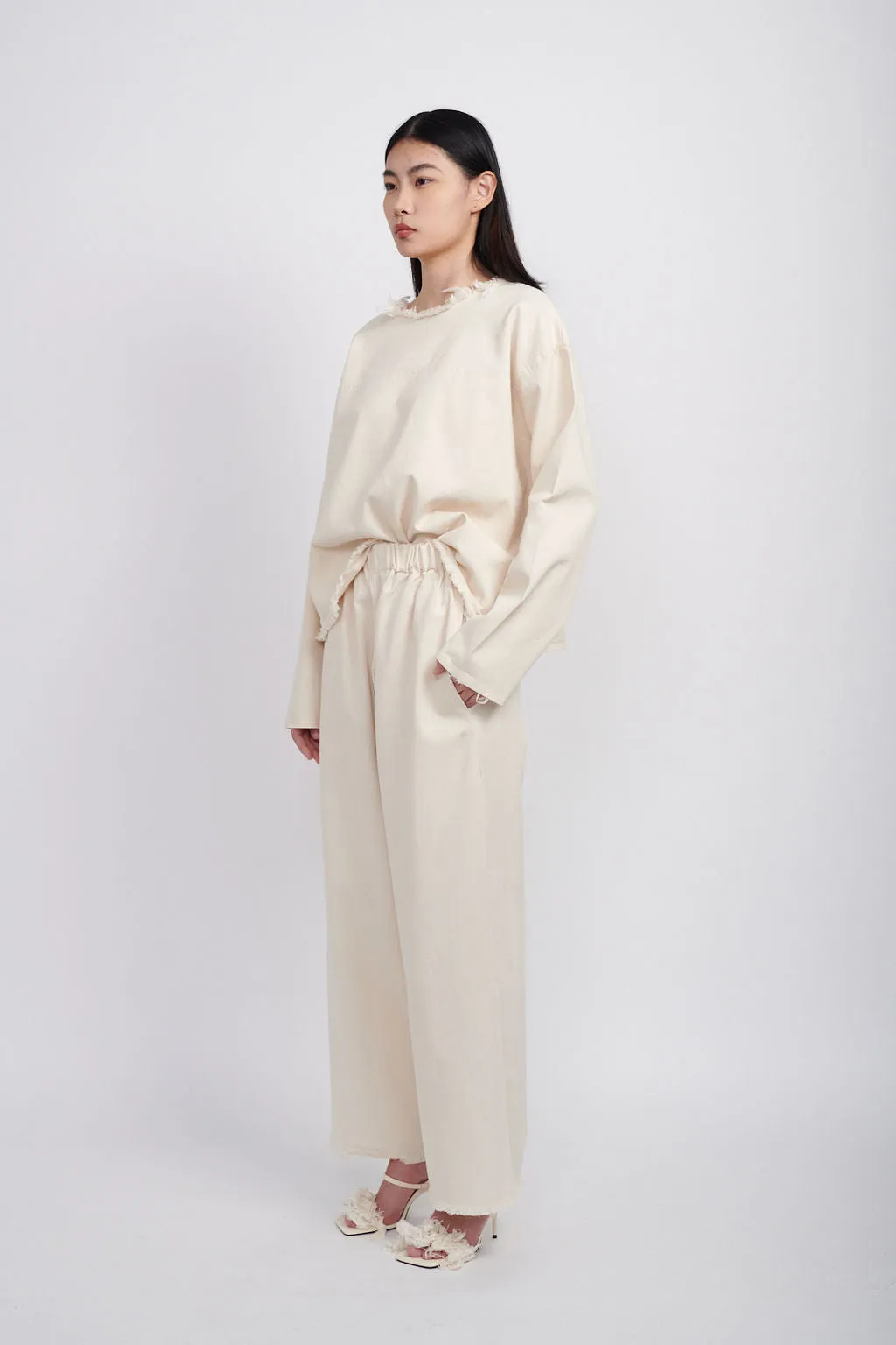 BAGGY DENIM PANTS - CREAM