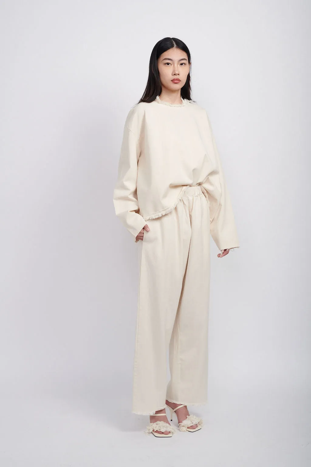 BAGGY DENIM PANTS - CREAM