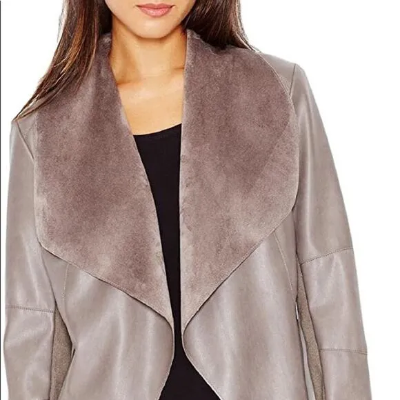 Bar III Faux Leather Flyaway Jacket