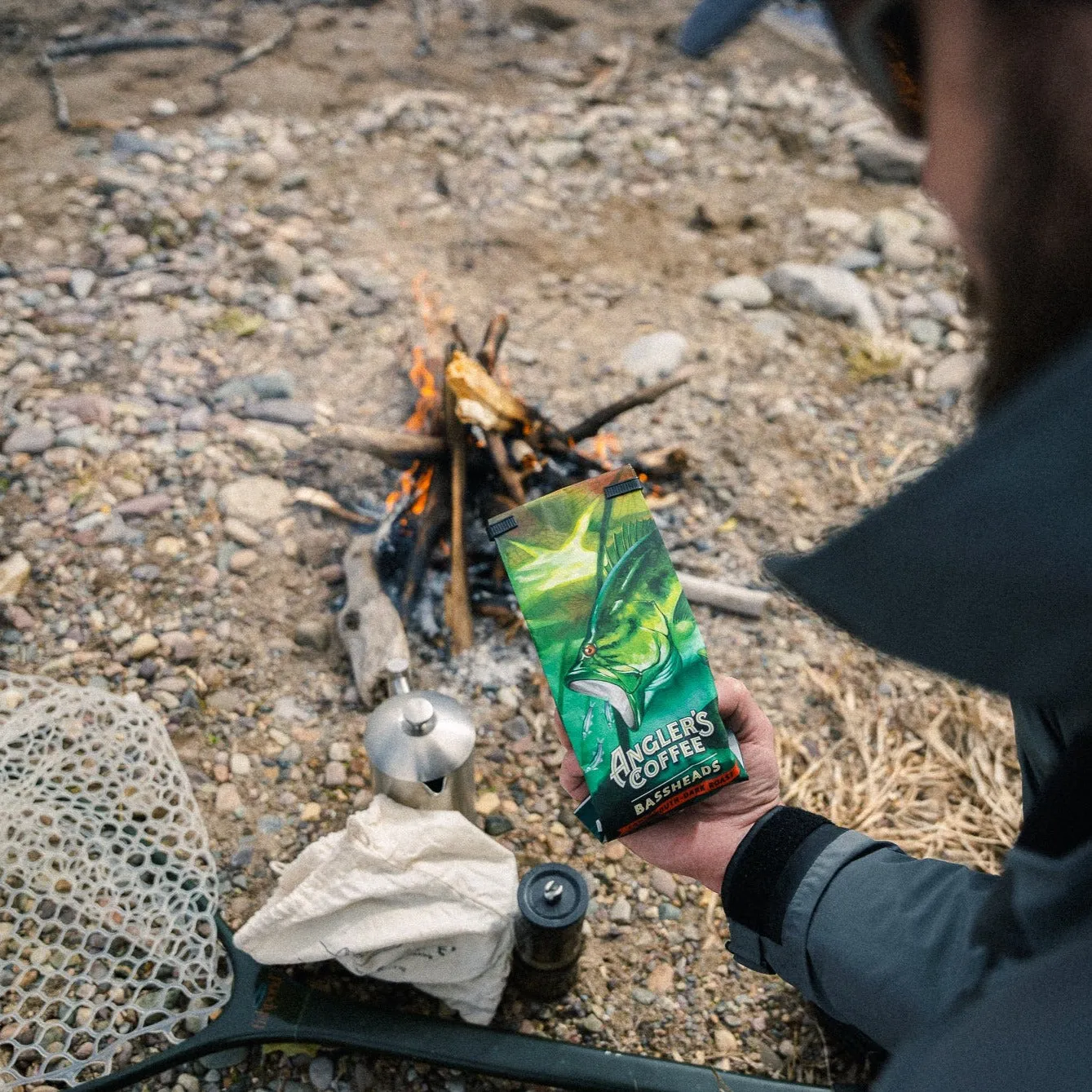 Bassheads Pack ( Bassheads Smallmouth, Largemouth; 12oz, Single Serve Medium Roast Coffee Pouch (10) Anglers Classic line nippers)