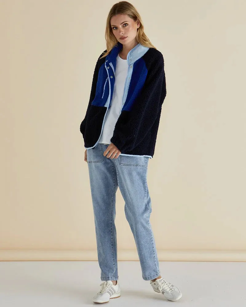BETTY BASICS FRANKLIN FLEECY JACKET BLUE