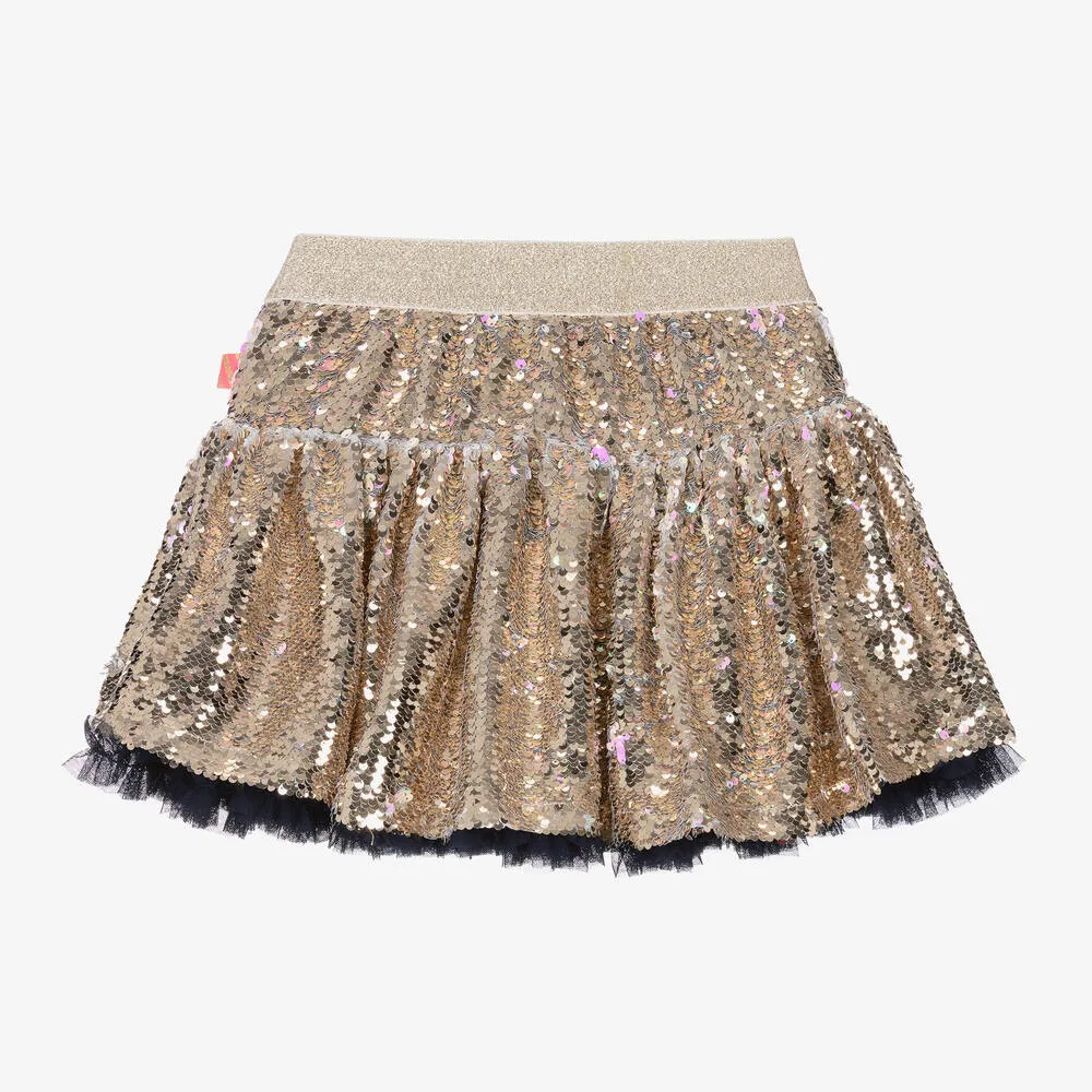 Billieblush Girls Gold Sequin Skirt