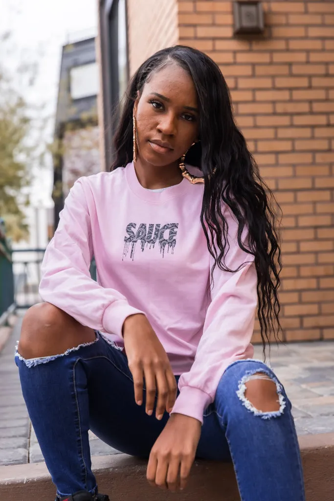 Black Paisley Bandana Sauce (S) | Light Pink Long Sleeve Tee