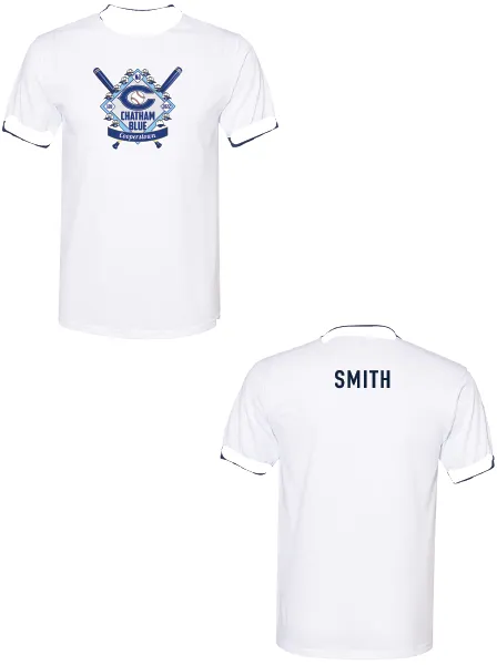 BLUE 22 WHITE Adult TEE plain
