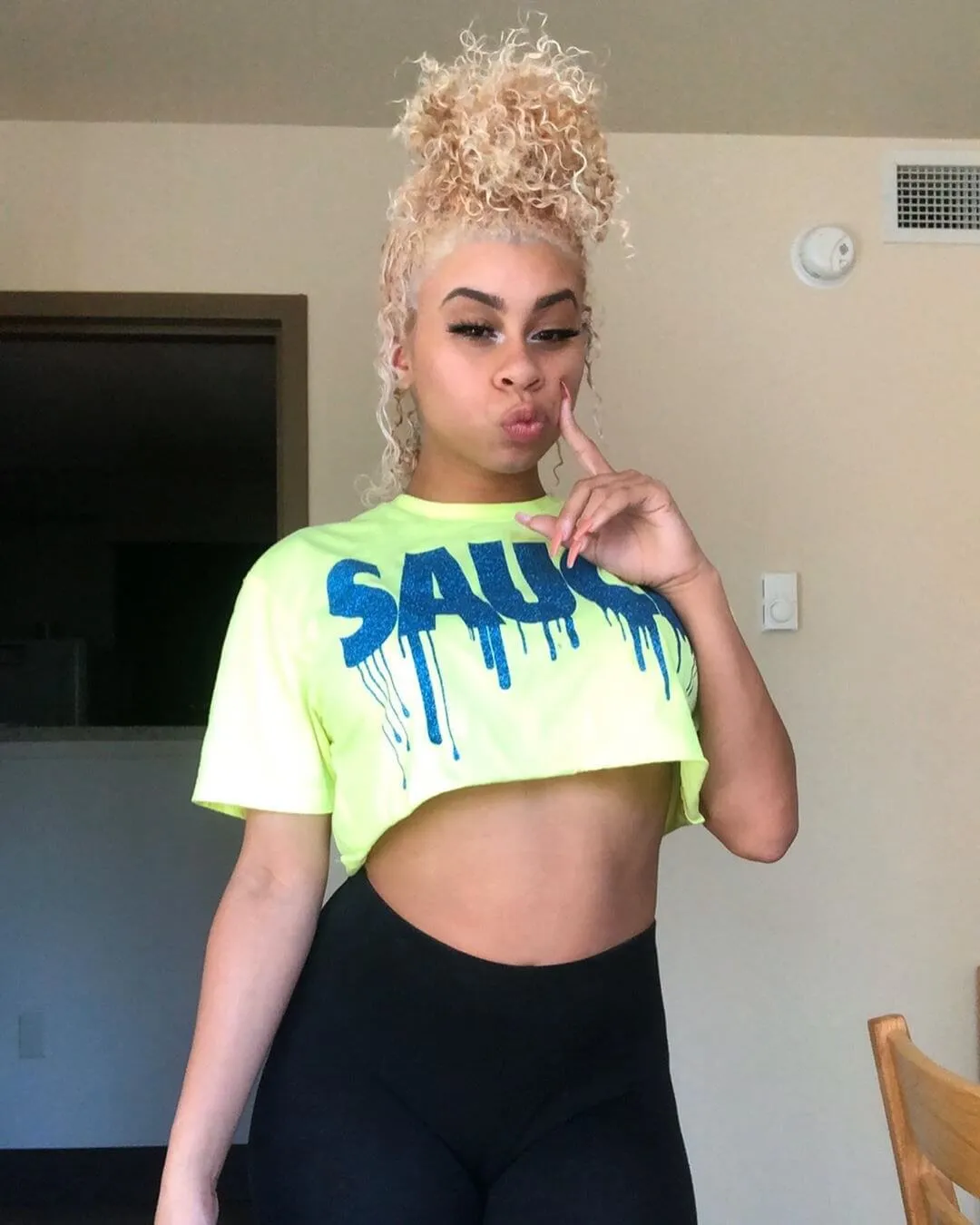 Blue Glitter Sauce | Neon Yellow Tee