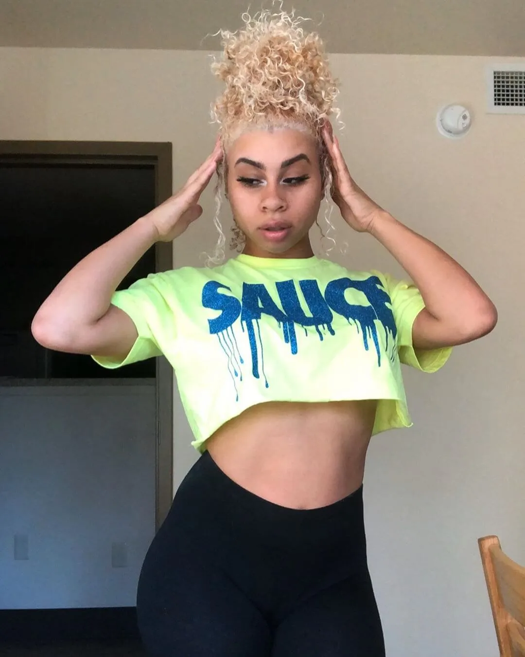 Blue Glitter Sauce | Neon Yellow Tee