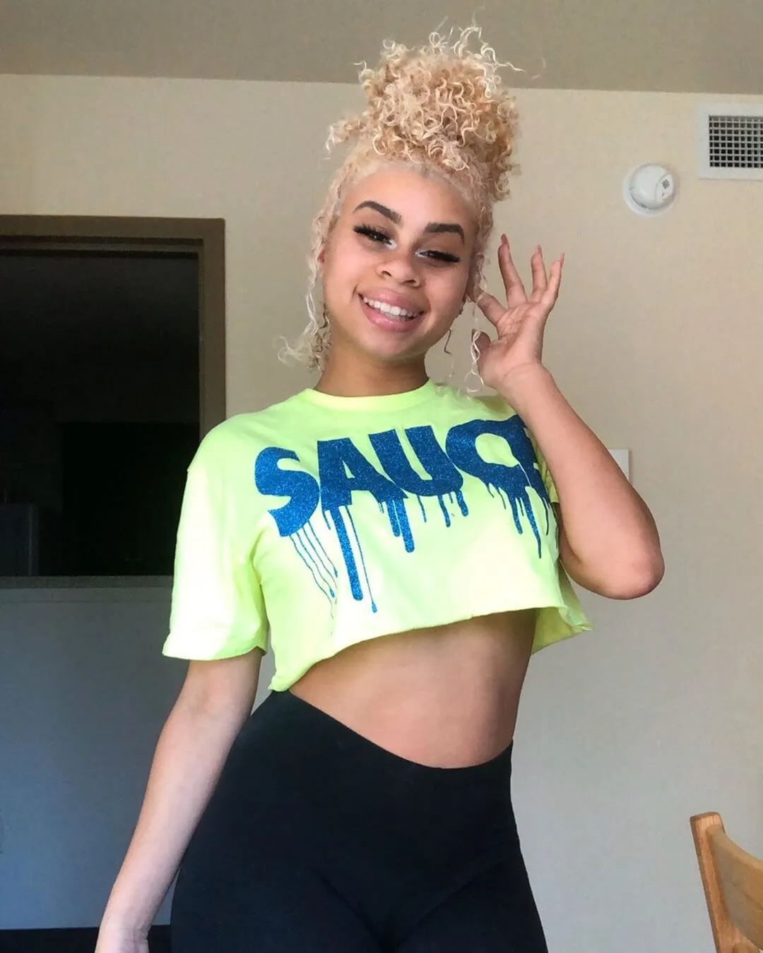 Blue Glitter Sauce | Neon Yellow Tee