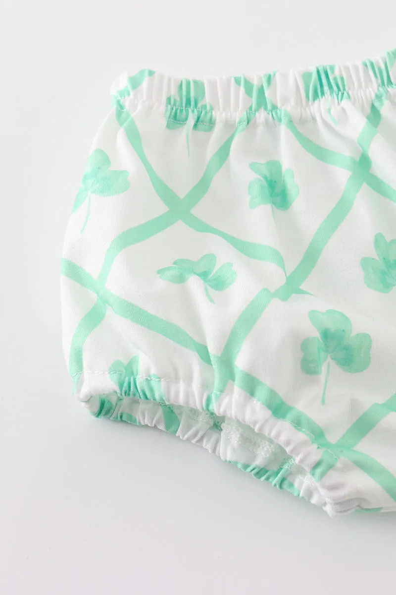 Blue St.patricks Clover Boy Bloomer Set