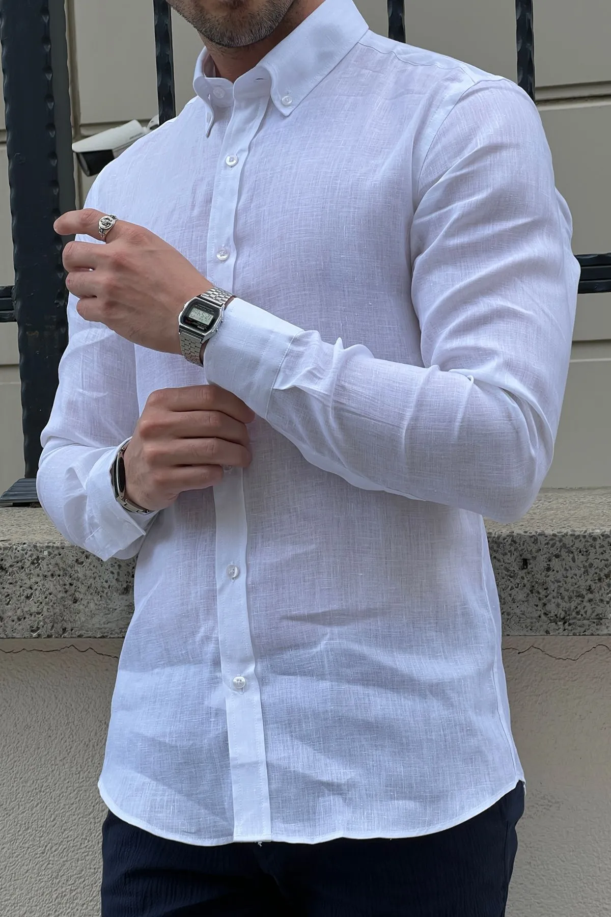 Brabion Daniel White Linen Shirt - Slim Fit Elegance for Every Occasion
