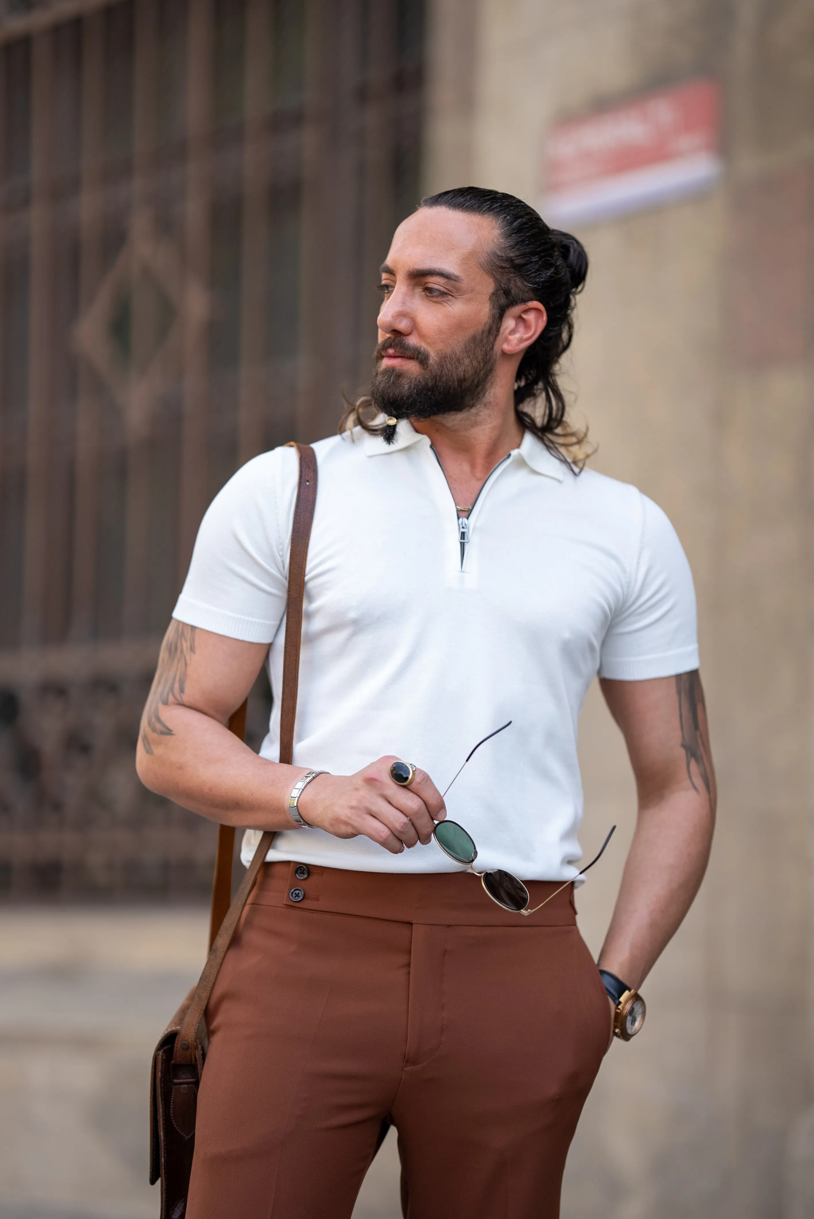 Brabion Tauris White Slim Fit Zippers Polo Shirt: The Epitome of Versatile Style