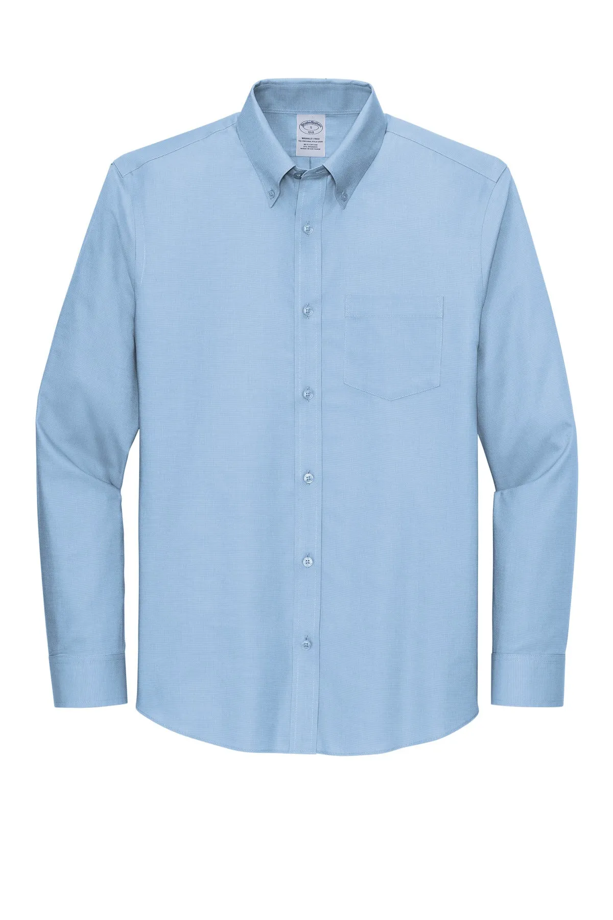 Brooks Brothers Tall Wrinkle-Free Stretch Nailhead Shirt TBB18002 Newport Blue Tall