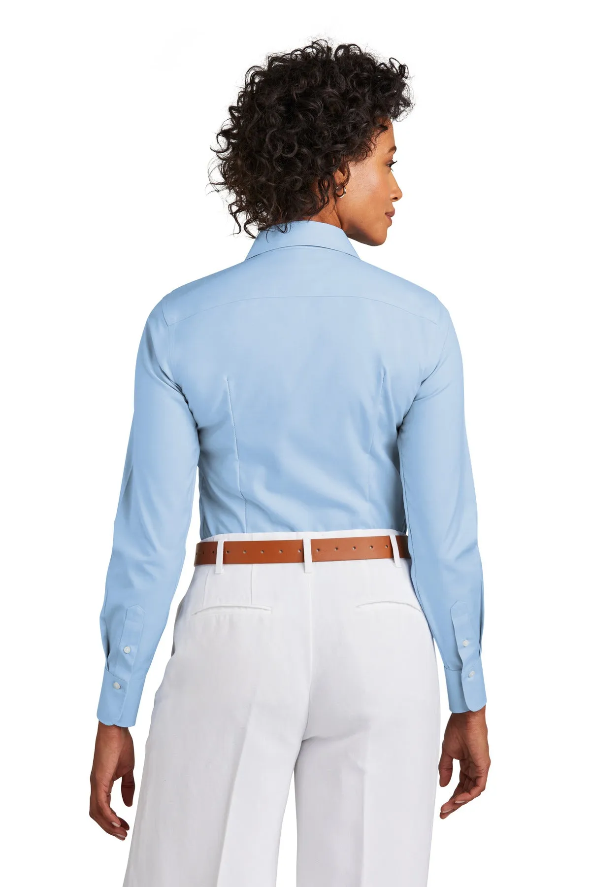 Brooks Brothers Women's Wrinkle-Free Stretch Pinpoint Shirt BB18001 Newport Blue