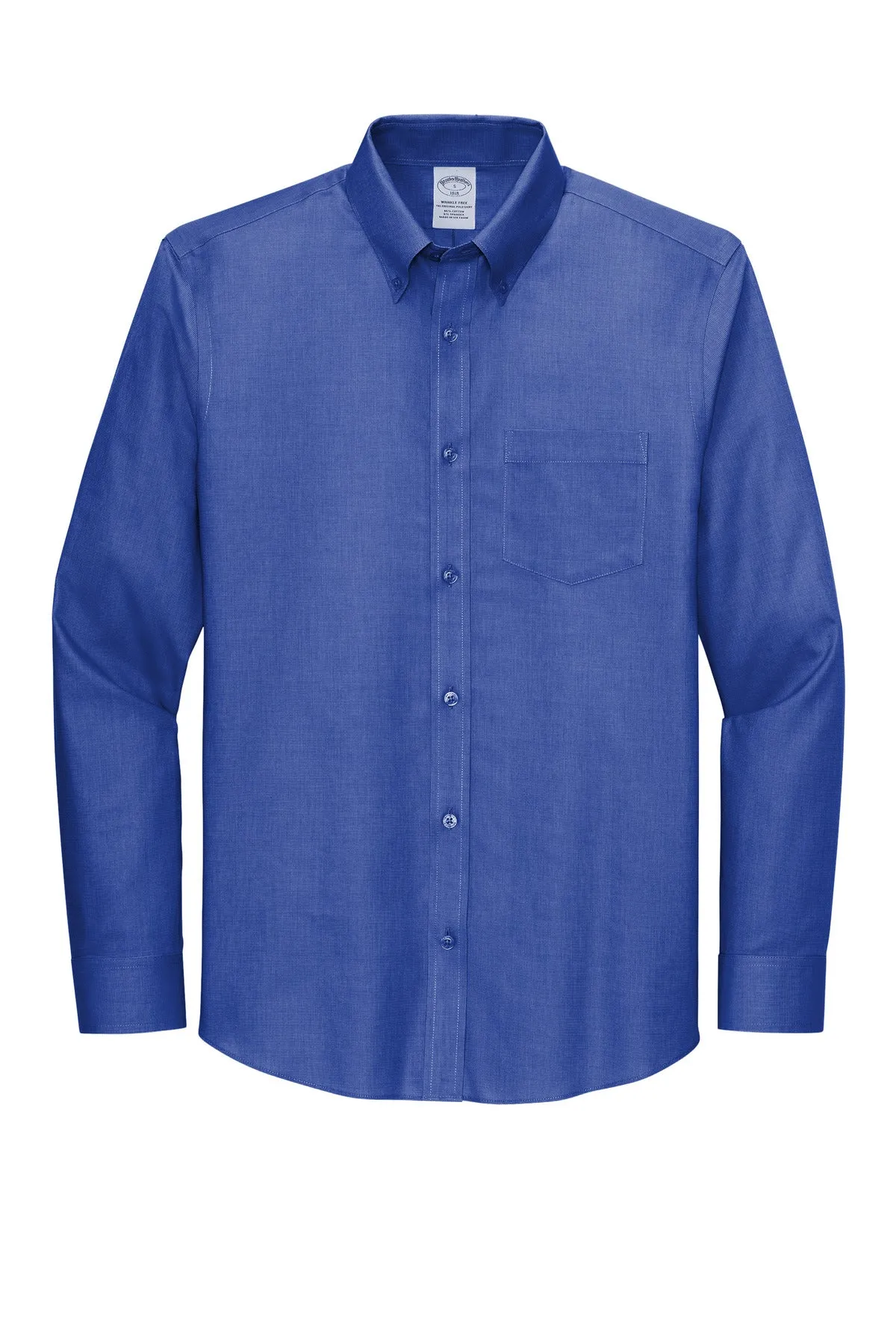 Brooks Brothers Wrinkle-Free Stretch Nailhead Shirt BB18002 Cobalt Blue