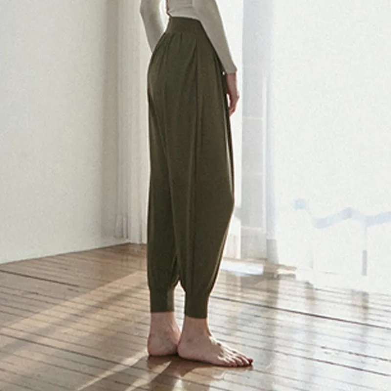 Buddha Stones Casual Plain High Waist Quick Drying Women's Leica Pants With Pockets