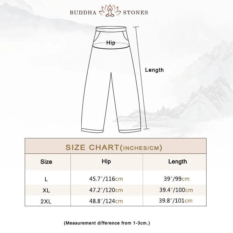 Buddha Stones Plain Color Cotton Linen Women's Pants With Pockets