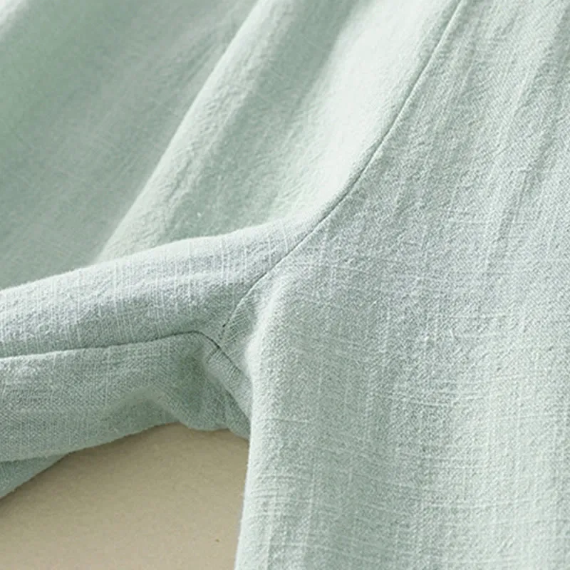 Buddha Stones Versatile Casual Solid Color Elastic Waistband Cotton Linen Women's Pants With Pockets