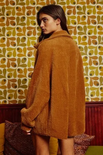 Camel Super Soft Furry Oversized Jacket