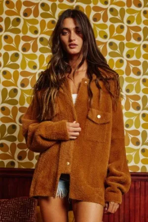 Camel Super Soft Furry Oversized Jacket
