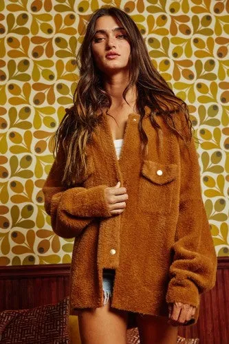 Camel Super Soft Furry Oversized Jacket