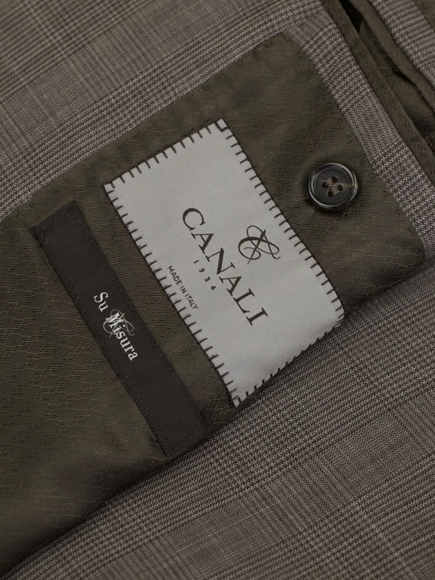 Canali Taupe Super 150's Wool & Silk Glenplaid Summer Suit   Extra Trousers