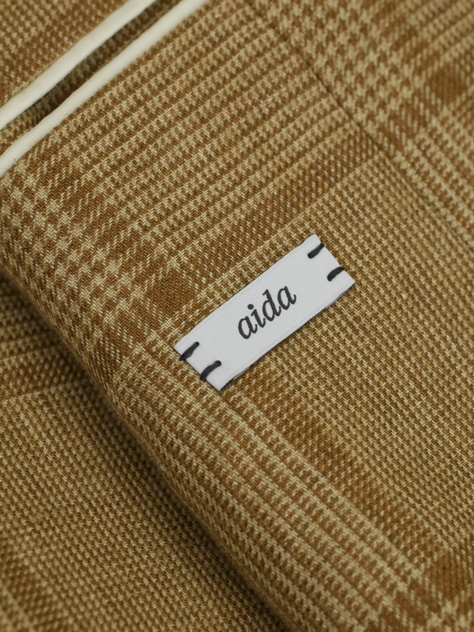 Caruso Light Brown Linen Windowpane "Aida" Summer Jacket