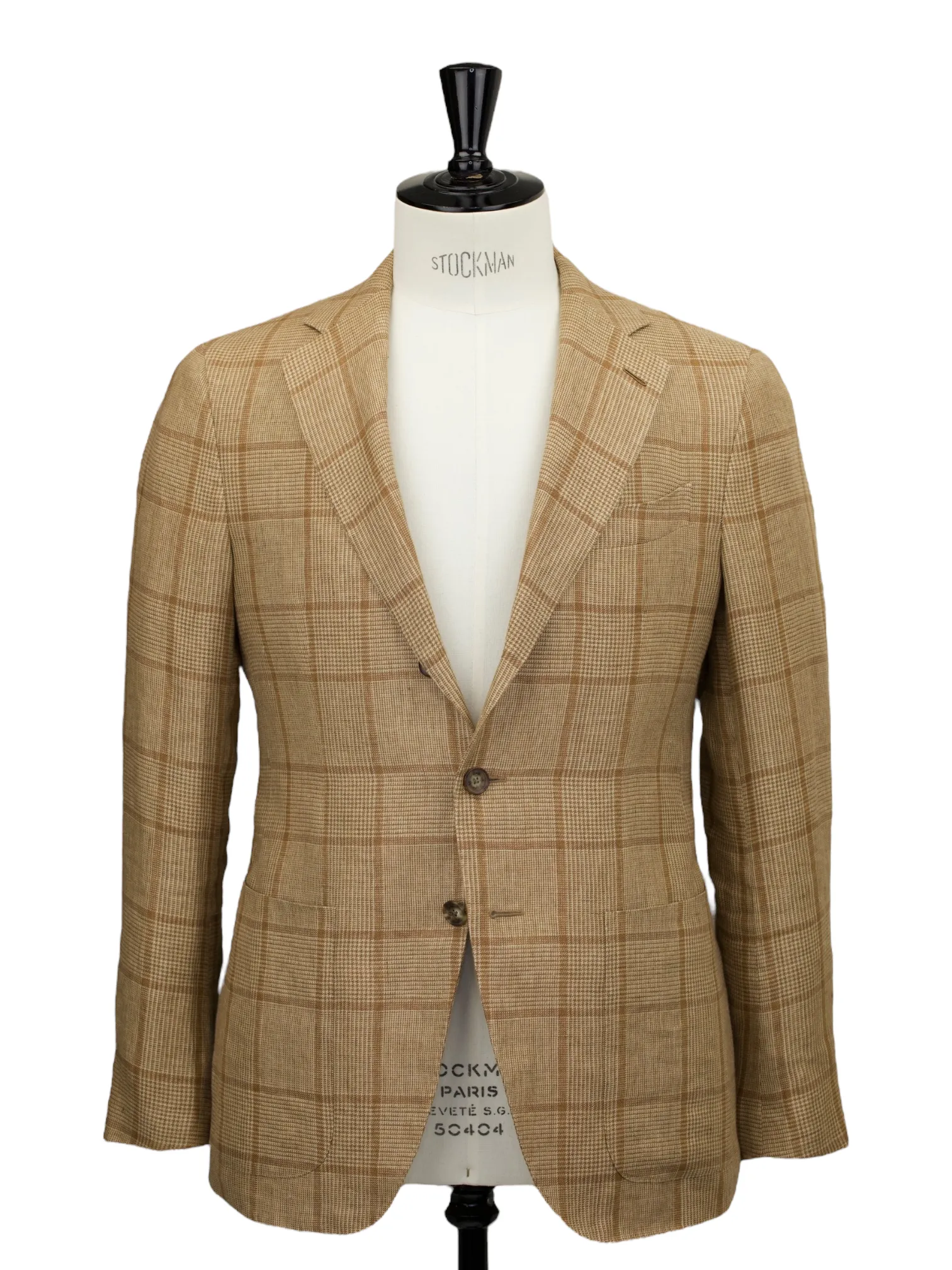 Caruso Light Brown Linen Windowpane "Aida" Summer Jacket