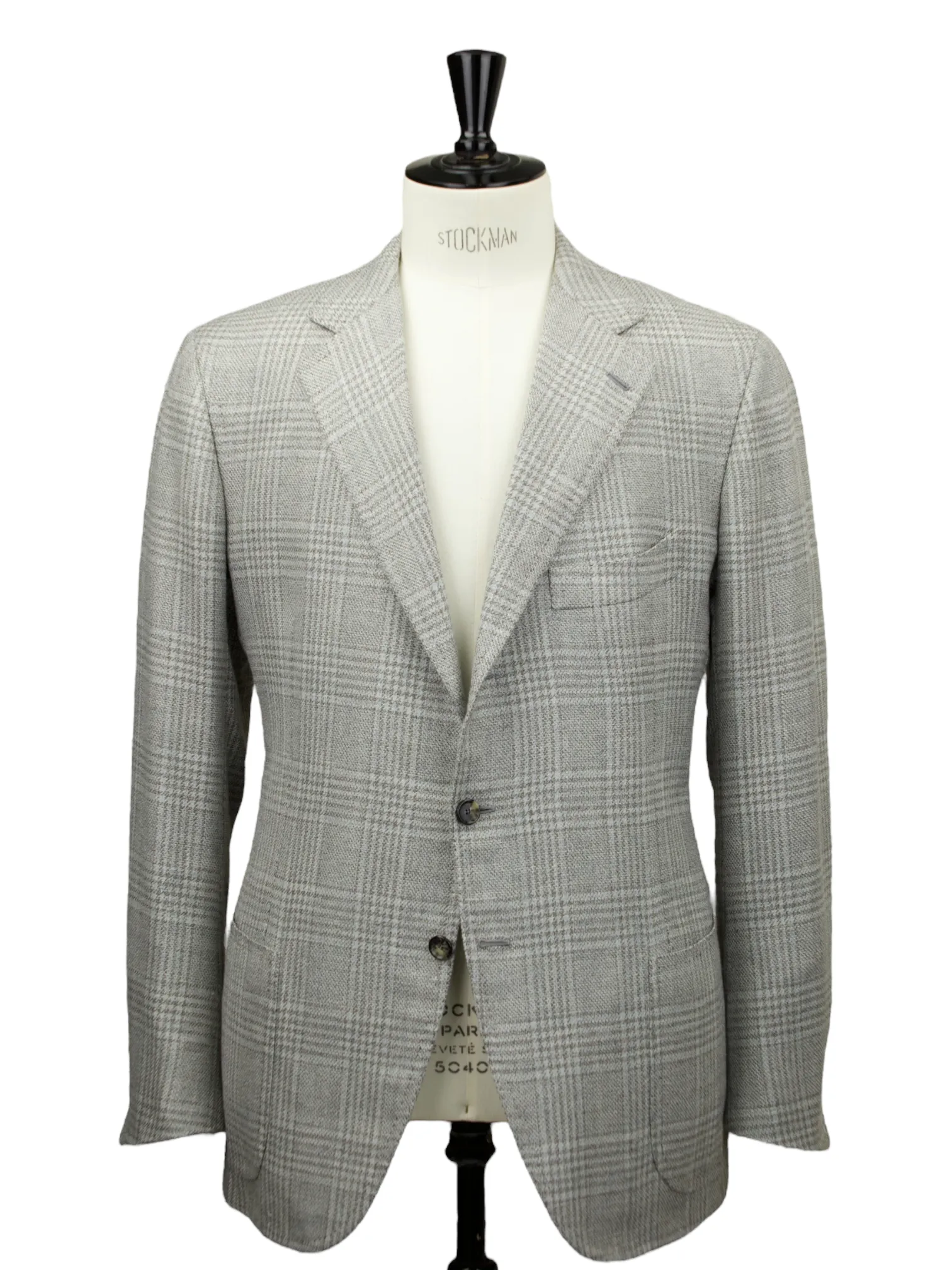Cesare Attolini Taupe Wool, Silk & Linen Prince of Wales Jacket